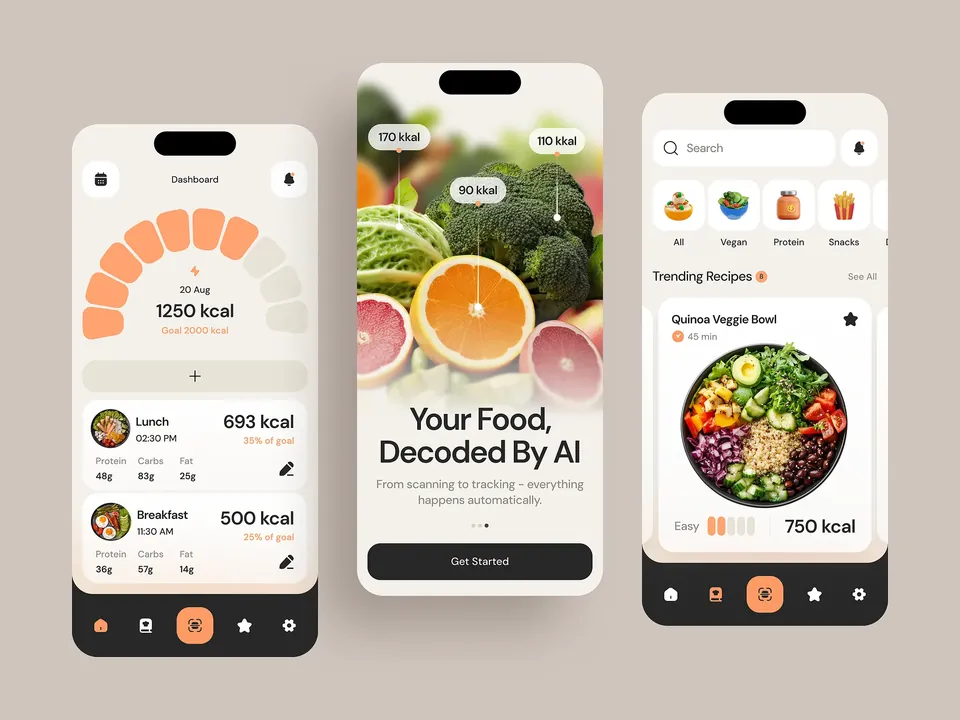 Popshot concept: calorie tracking app